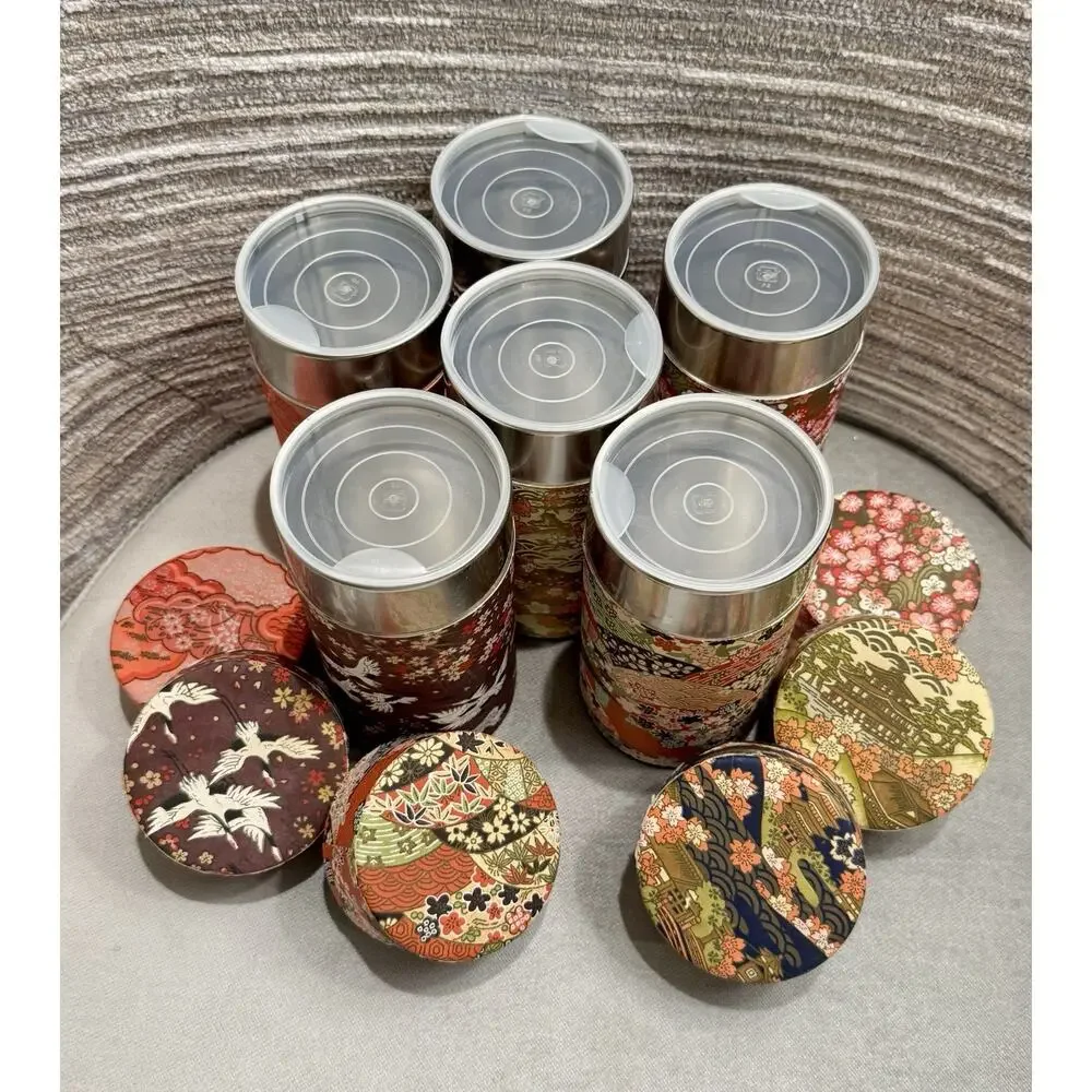 Vintage Japanese Tea Canisters Washi Paper Wrapped Teavana Coffee Storage Bundle